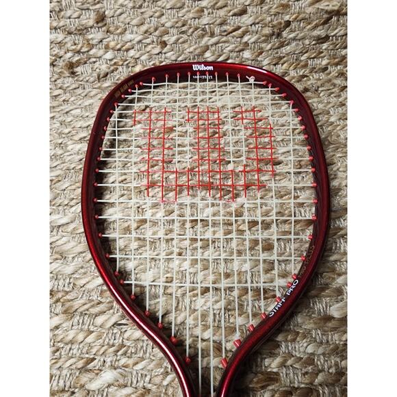 New Vintage Wilson Staff Pro Mid Plus High Beam Series Red White Racket & Case - Picture 8 of 8